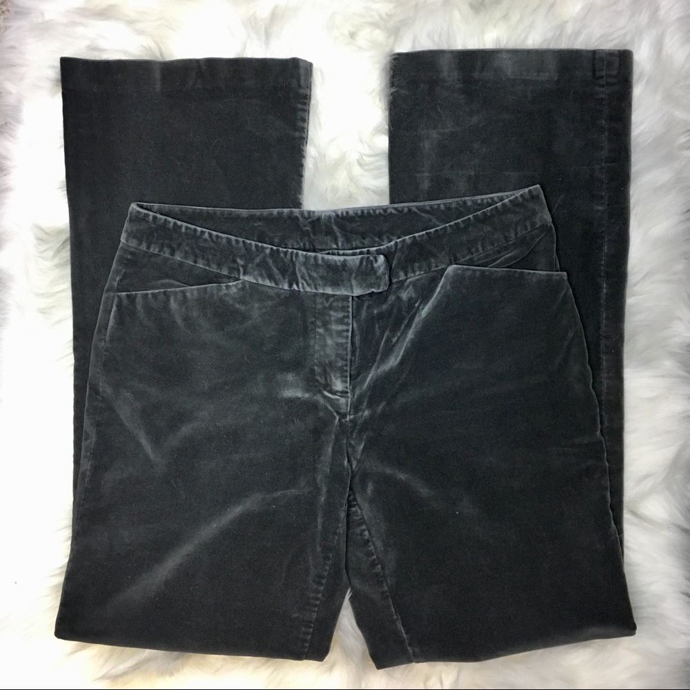 Gray velvet velour trousers pants straight leg 8
